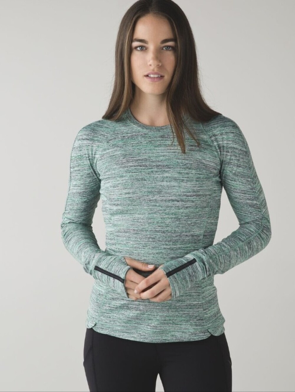 Lululemon Runderful Long Sleeve Space Dye Camo Forage Teal Black / Black. Size 6